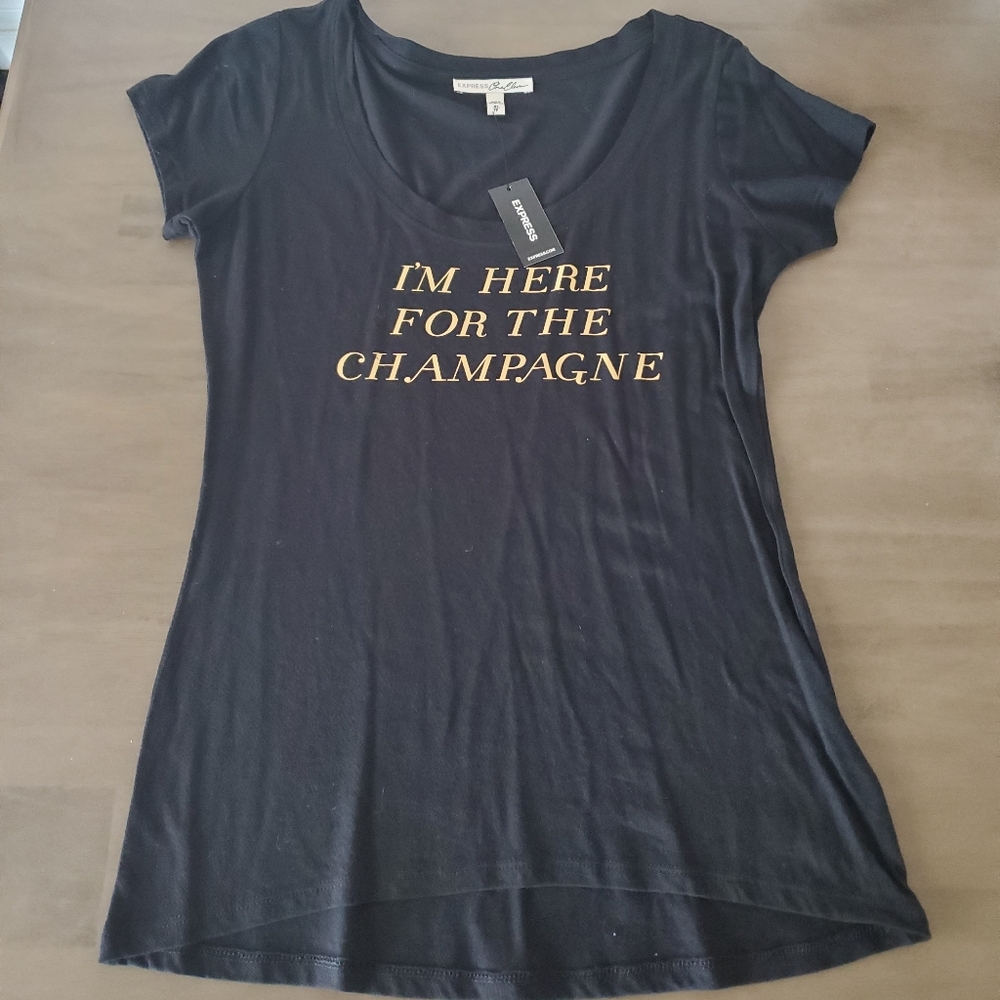 Express Graphic Champagne Tee Size XS NWT